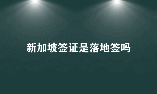 新加坡签证是落地签吗