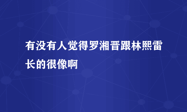 有没有人觉得罗湘晋跟林熙雷长的很像啊