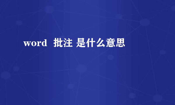 word  批注 是什么意思