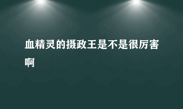 血精灵的摄政王是不是很厉害啊