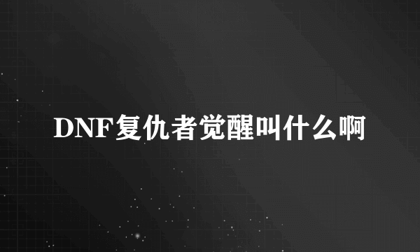 DNF复仇者觉醒叫什么啊