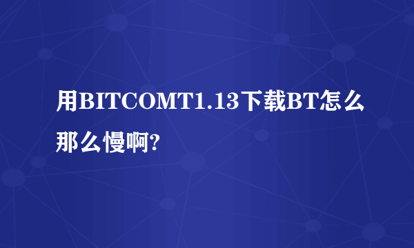 用BITCOMT1.13下载BT怎么那么慢啊?