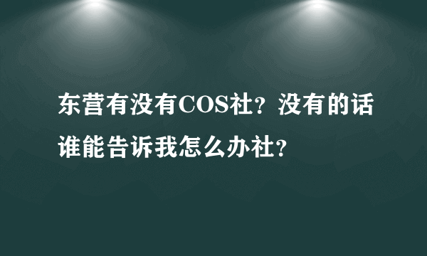 东营有没有COS社？没有的话谁能告诉我怎么办社？