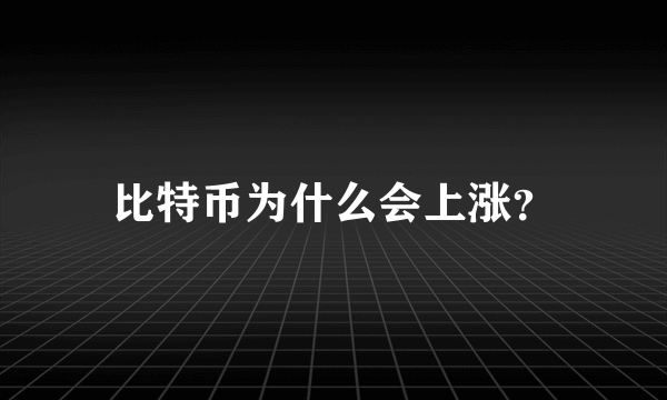 比特币为什么会上涨？