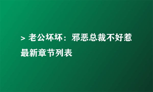 > 老公坏坏：邪恶总裁不好惹最新章节列表