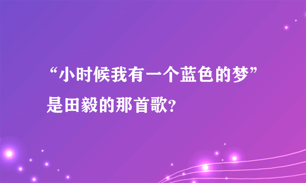 “小时候我有一个蓝色的梦” 是田毅的那首歌？