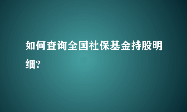 如何查询全国社保基金持股明细?