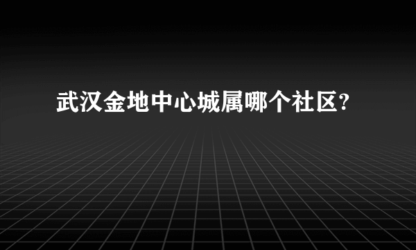 武汉金地中心城属哪个社区?