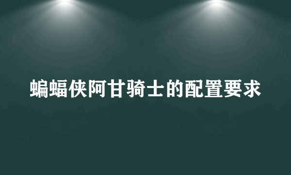 蝙蝠侠阿甘骑士的配置要求