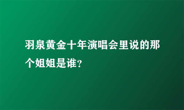 羽泉黄金十年演唱会里说的那个姐姐是谁？