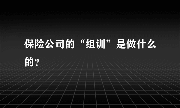 保险公司的“组训”是做什么的？