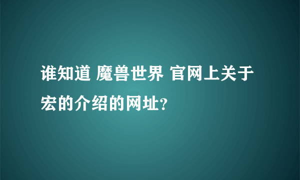 谁知道 魔兽世界 官网上关于宏的介绍的网址？