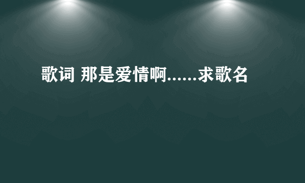 歌词 那是爱情啊......求歌名