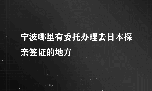 宁波哪里有委托办理去日本探亲签证的地方