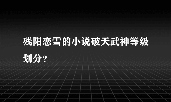 残阳恋雪的小说破天武神等级划分？