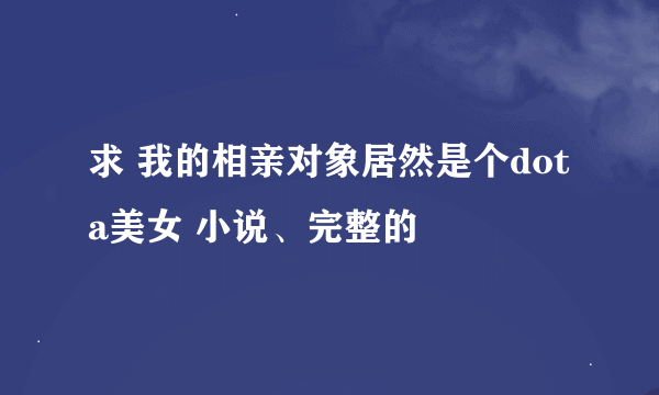 求 我的相亲对象居然是个dota美女 小说、完整的