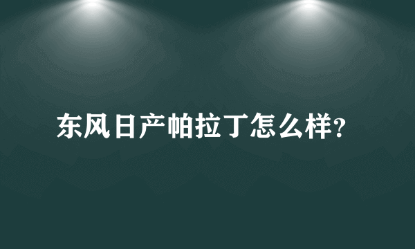 东风日产帕拉丁怎么样？