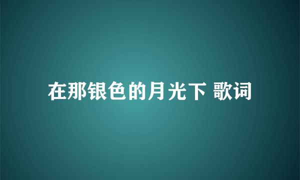 在那银色的月光下 歌词