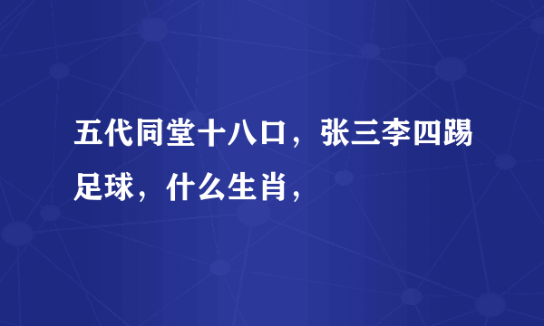 五代同堂十八口，张三李四踢足球，什么生肖，