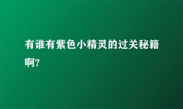 有谁有紫色小精灵的过关秘籍啊?