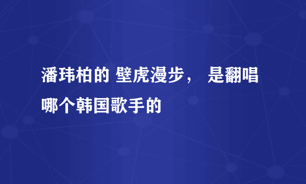 潘玮柏的 壁虎漫步， 是翻唱哪个韩国歌手的