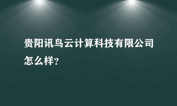 贵阳讯鸟云计算科技有限公司怎么样？