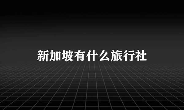 新加坡有什么旅行社