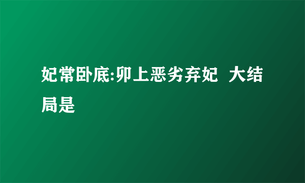 妃常卧底:卯上恶劣弃妃  大结局是