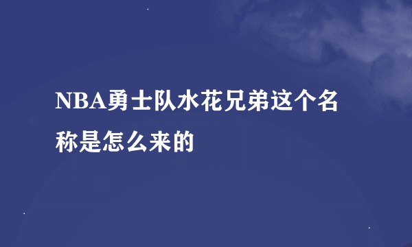 NBA勇士队水花兄弟这个名称是怎么来的