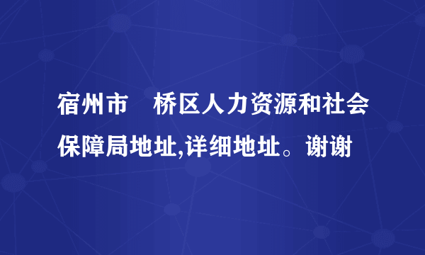 宿州市埇桥区人力资源和社会保障局地址,详细地址。谢谢