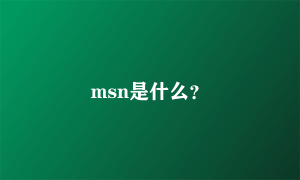 msn是什么？