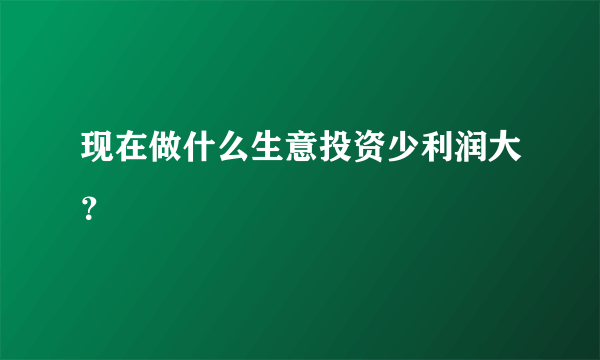 现在做什么生意投资少利润大？