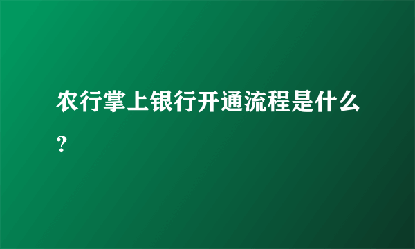 农行掌上银行开通流程是什么？