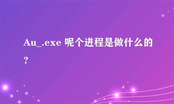 Au_.exe 呢个进程是做什么的？