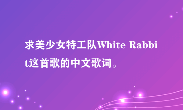 求美少女特工队White Rabbit这首歌的中文歌词。