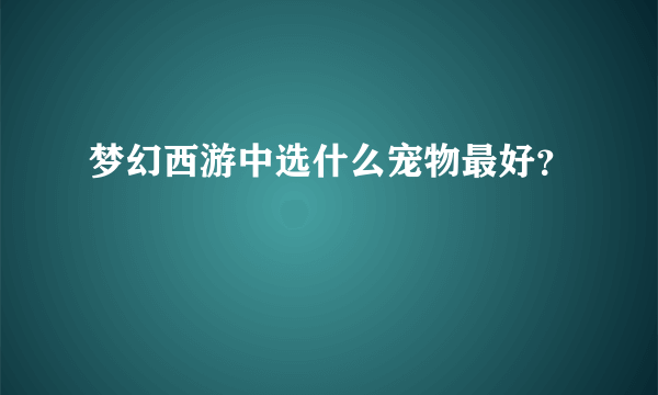 梦幻西游中选什么宠物最好？