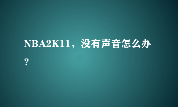 NBA2K11，没有声音怎么办？