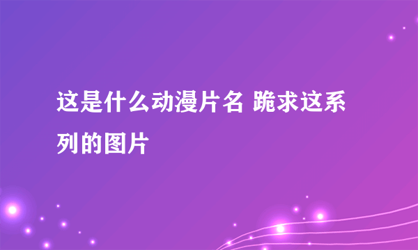 这是什么动漫片名 跪求这系列的图片