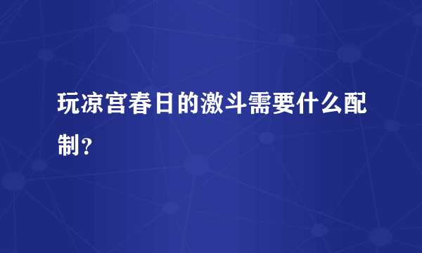 玩凉宫春日的激斗需要什么配制？