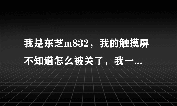 我是东芝m832，我的触摸屏不知道怎么被关了，我一直都打不开，大家帮帮忙啊，谢了