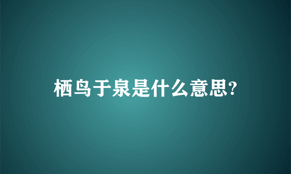 栖鸟于泉是什么意思?