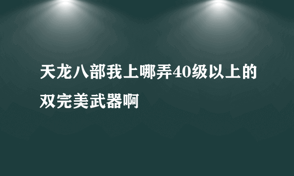 天龙八部我上哪弄40级以上的双完美武器啊