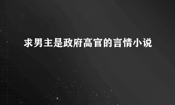 求男主是政府高官的言情小说