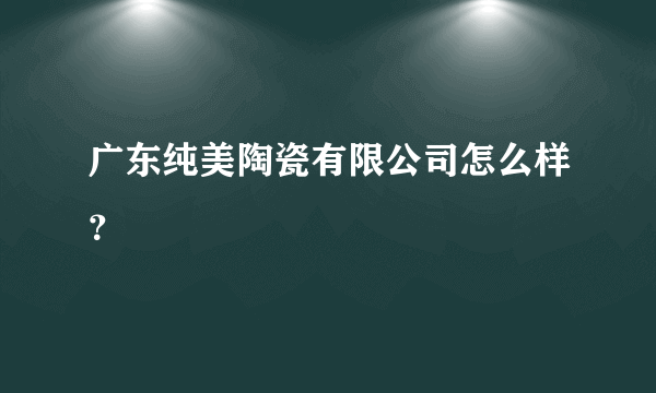 广东纯美陶瓷有限公司怎么样？