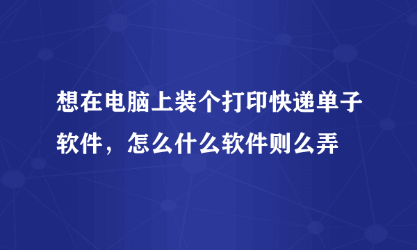 想在电脑上装个打印快递单子软件，怎么什么软件则么弄