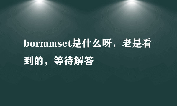 bormmset是什么呀，老是看到的，等待解答