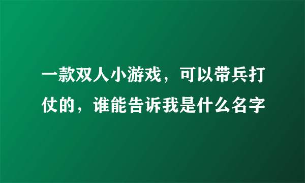 一款双人小游戏，可以带兵打仗的，谁能告诉我是什么名字