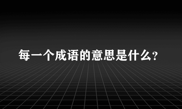 每一个成语的意思是什么？