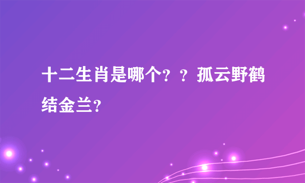 十二生肖是哪个？？孤云野鹤结金兰？