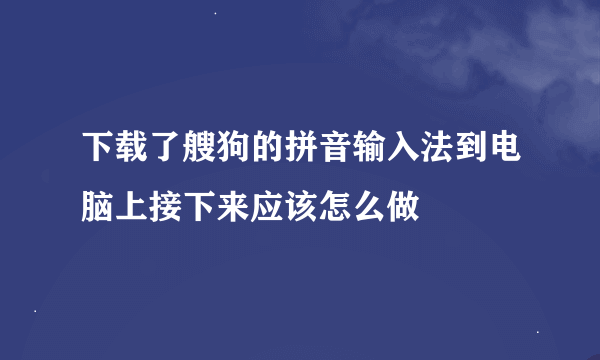 下载了艘狗的拼音输入法到电脑上接下来应该怎么做